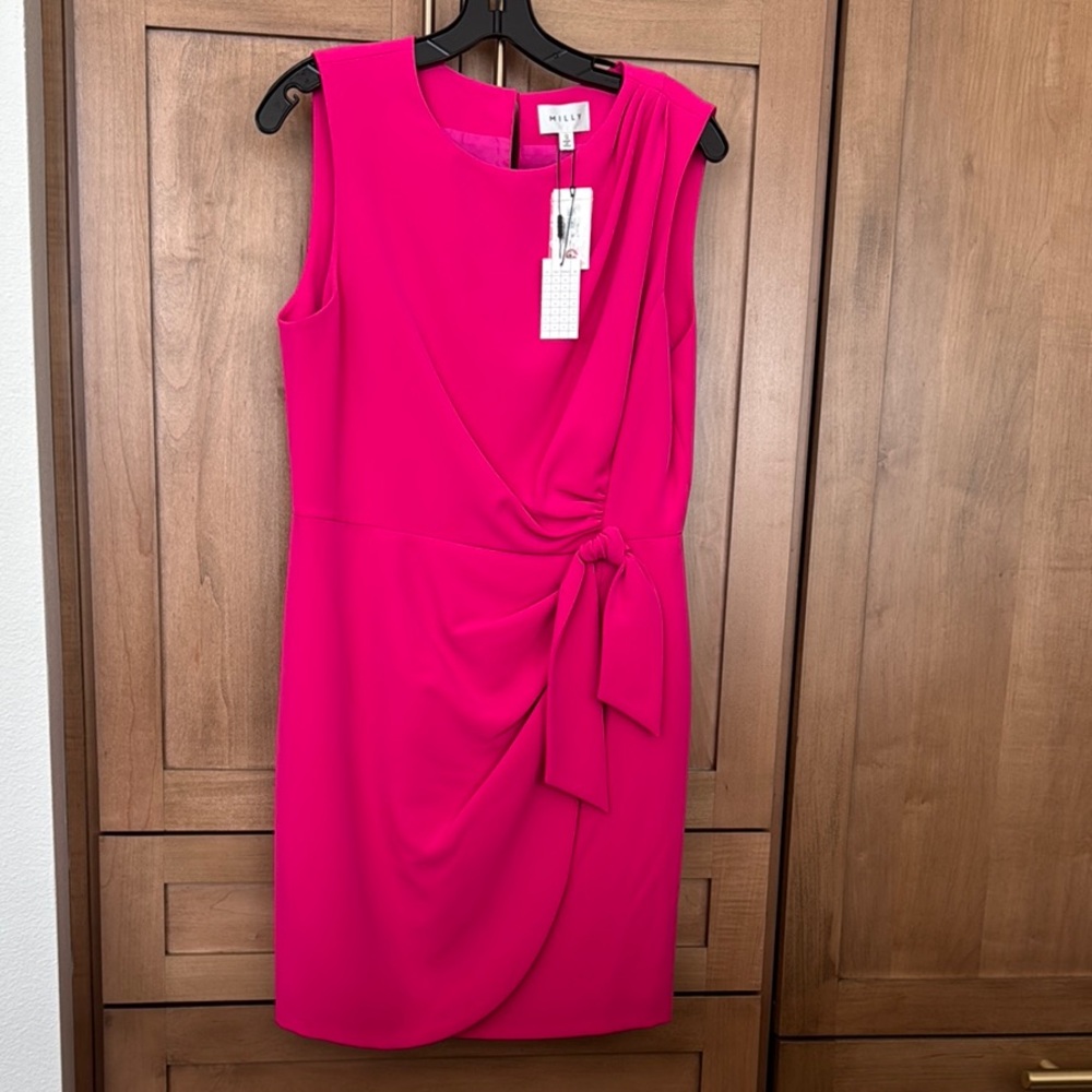 Milly Ruched Pink Sheath Cocktail Dress